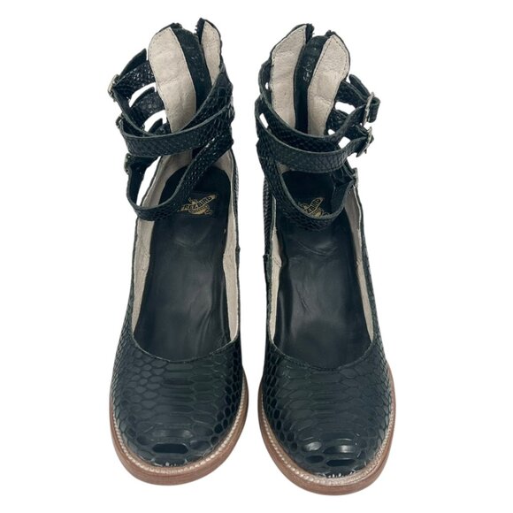 Freebird by Steven Randi Black Snake Embossed Heeled Shoes - Picture 3 of 11